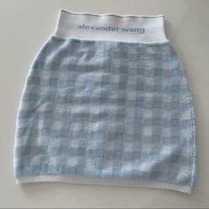 T by Alexander Wang Gingham Skirt Baby Blue